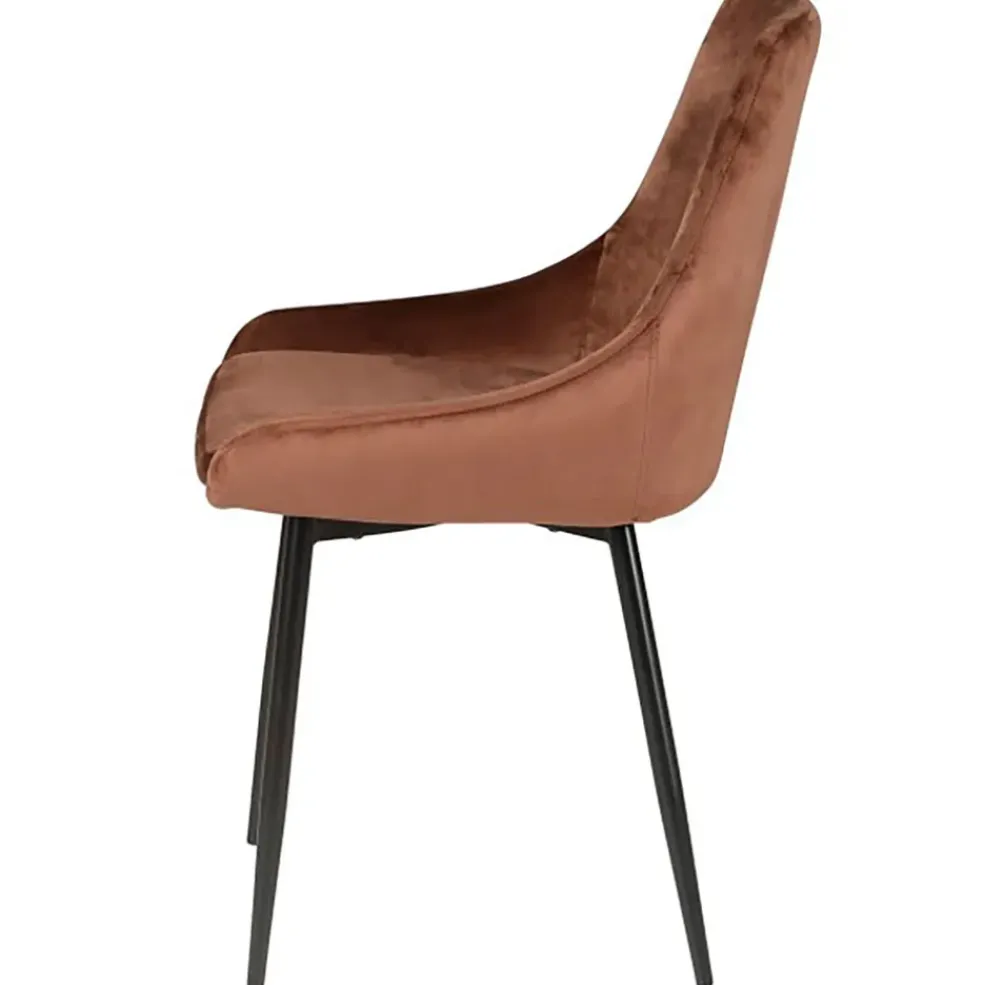 Chaise salle à manger en velours marron - Ben