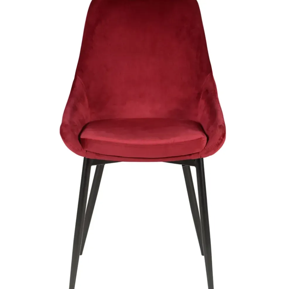 Chaise salle à manger en velours rouge - Ben