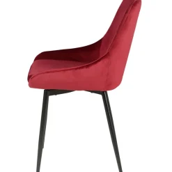 Chaise salle à manger en velours rouge - Ben