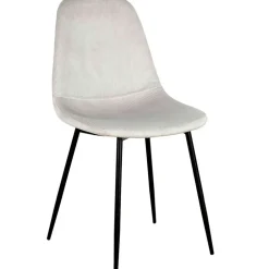Chaise salle à manger en velours cotelé gris clair - Julia