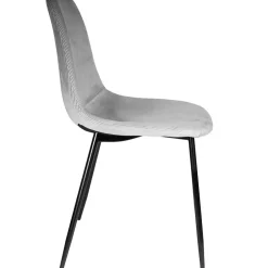 Chaise salle à manger en velours cotelé gris clair - Julia