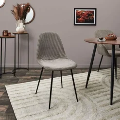 Chaise salle à manger en velours côtelé taupe - Scarlett