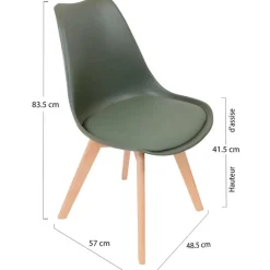Chaise salle à manger scandinave kaki - Samantha