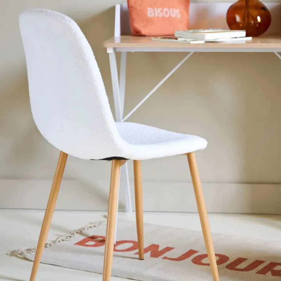 Chaise salle à manger tissu bouclette - Freya
