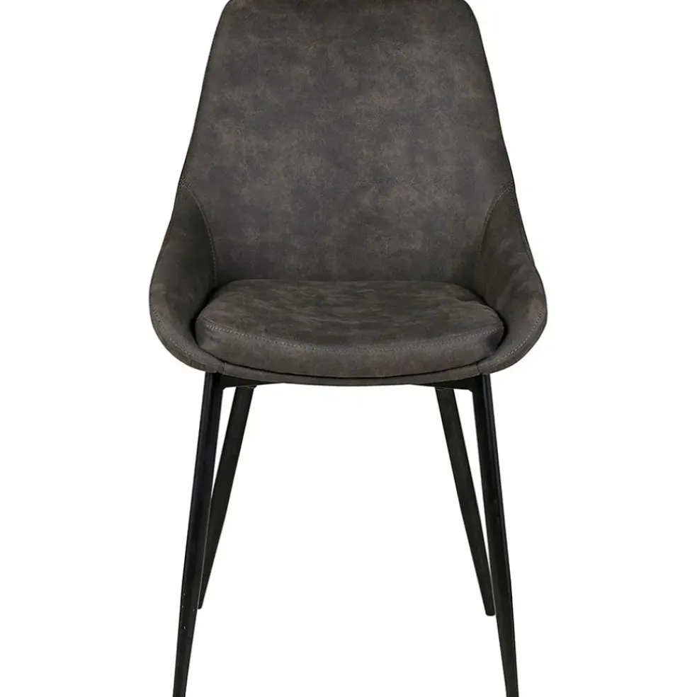 Chaise salle à manger tissu effet daim gris foncé - Ben