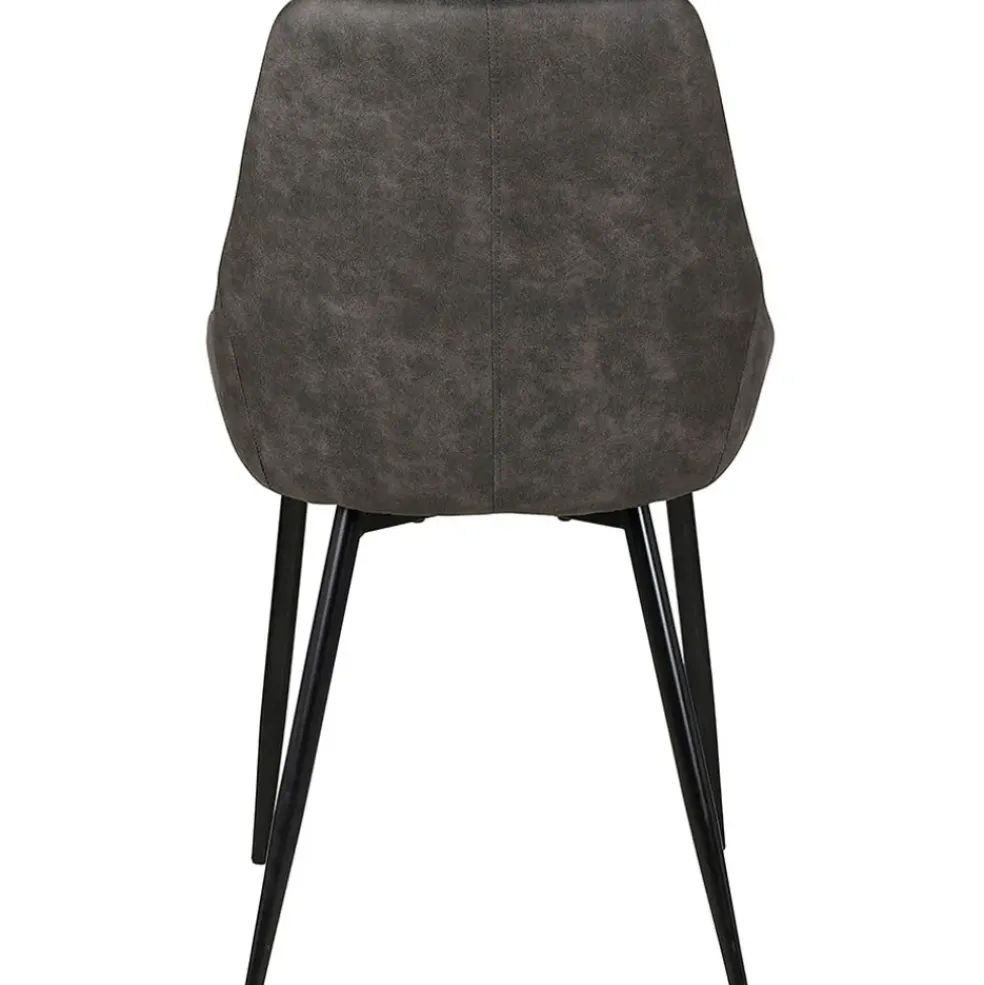 Chaise salle à manger tissu effet daim gris foncé - Ben