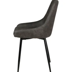 Chaise salle à manger tissu effet daim gris foncé - Ben