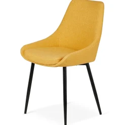 Chaise salle à manger tissu moutarde - Ben