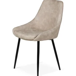 Chaise salle à manger tissu effet daim beige - Ben