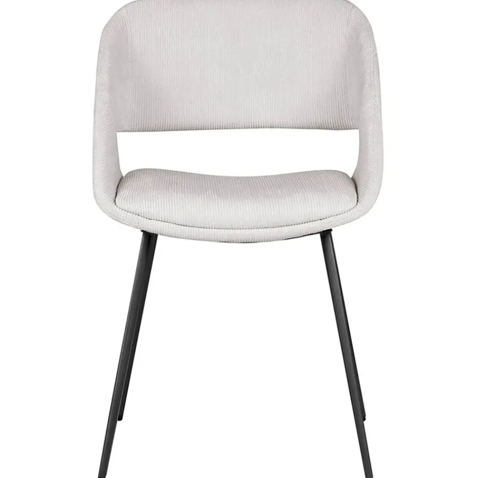 Chaise salle à manger velours côtelé écru - Alma