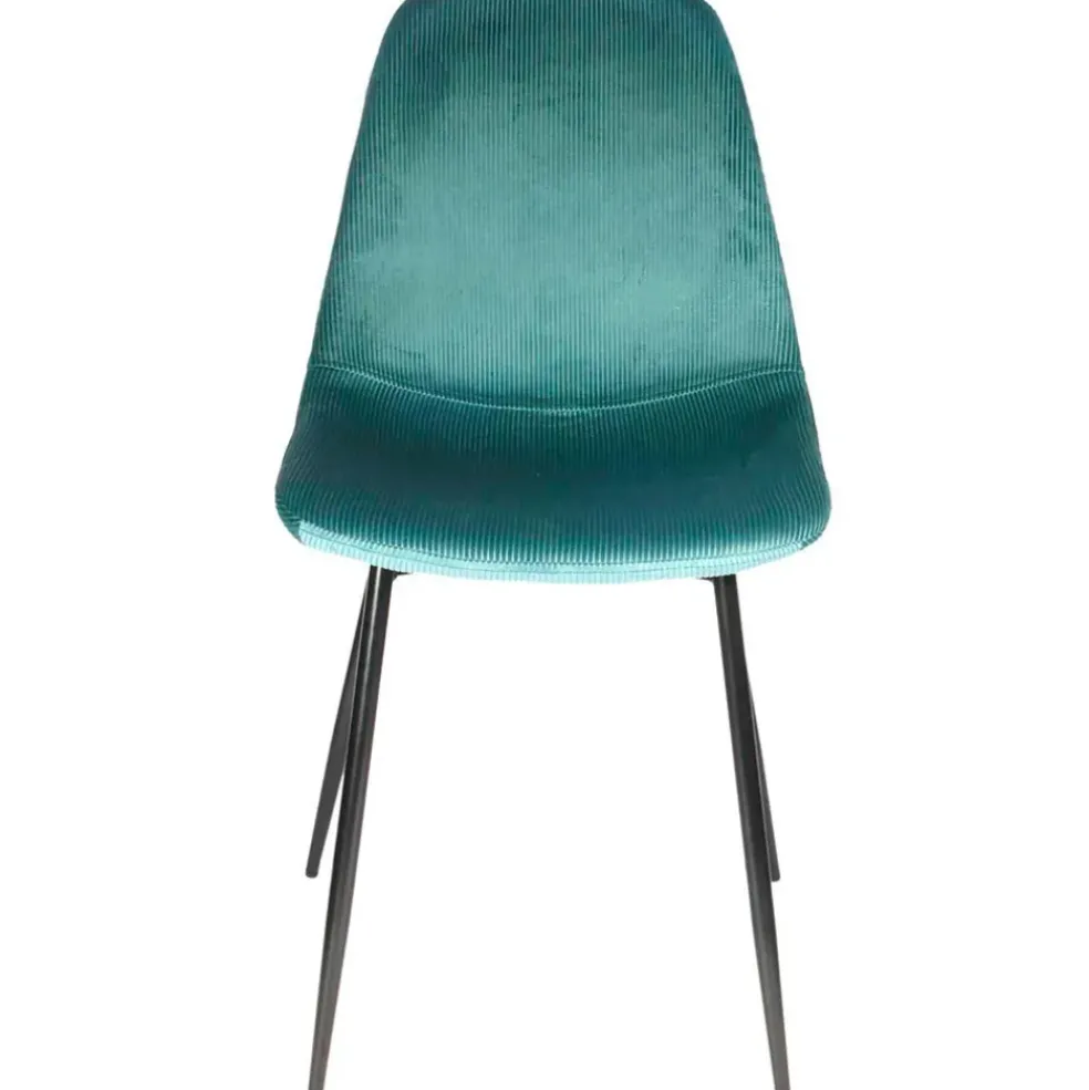 Chaise salle a manger en velours cotelé bleu canard - Julia