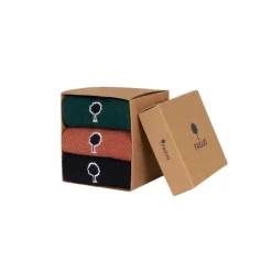 Chaussettes vegan x3 bleu marine, vert foncé et rose brique 43/46