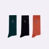 Chaussettes vegan x3 bleu marine, vert foncé et rose brique 39/42