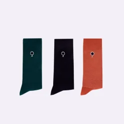 Chaussettes vegan x3 bleu marine, vert foncé et rose brique 39/42