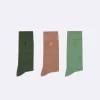 Chaussettes vegan x3 rose chiné, vert clair et foncé 39/42