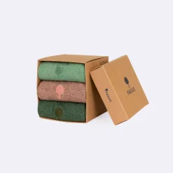 Chaussettes vegan x3 rose chiné, vert clair et foncé 39/42
