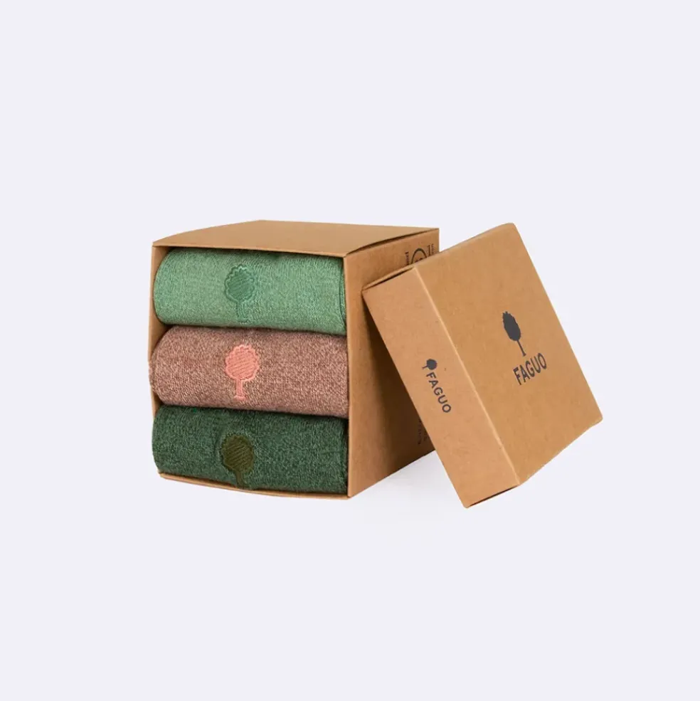 Chaussettes vegan x3 rose chiné, vert clair et foncé 39/42