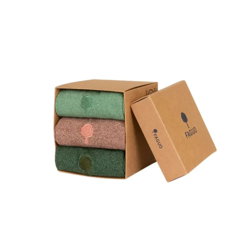 Chaussettes vegan x3 vert clair, vert foncé et rose chiné 43/46