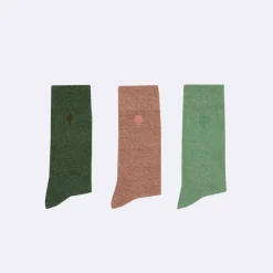 Chaussettes vegan x3 vert clair, vert foncé et rose chiné 43/46