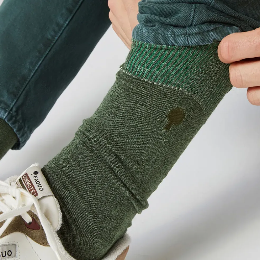 Chaussettes vegan x3 vert clair, vert foncé et rose chiné 43/46