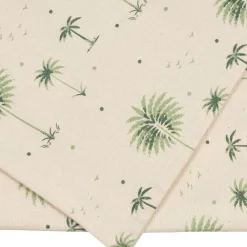Chemin de table en coton écru et vert 160x50cm - Paya
