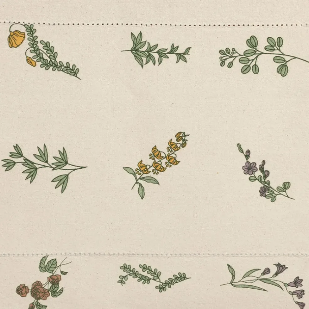 Chemin de table en coton naturel et vert 160x50cm - Juline