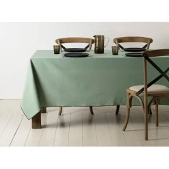 Chemin table corino vert d'eau 160x50cm coton lavé 170g/m2