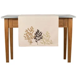 Chemin table en coton ecru avec broderies 160x50cm - Adelie