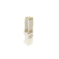 Coffret 6 couteaux steak en bloc bois naturel et boite