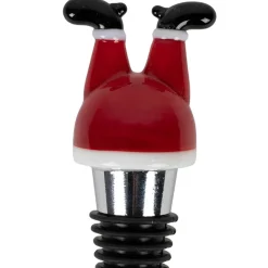Coffret bouchon avec 4 marqueurs en verre et inox rouge - Noel