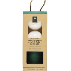 Coffret bougie parfumée et 2 bombes de bain senteur amande