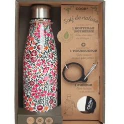 Coffret bouteille isotherme fleurie