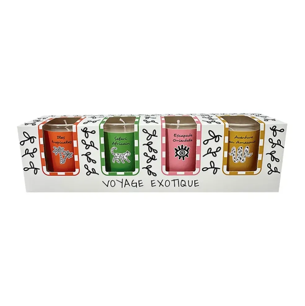 Coffret de 4 bougies parfumées voyage exotique