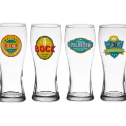 Coffret de 4 chopes de biere 50cl en verre transparent