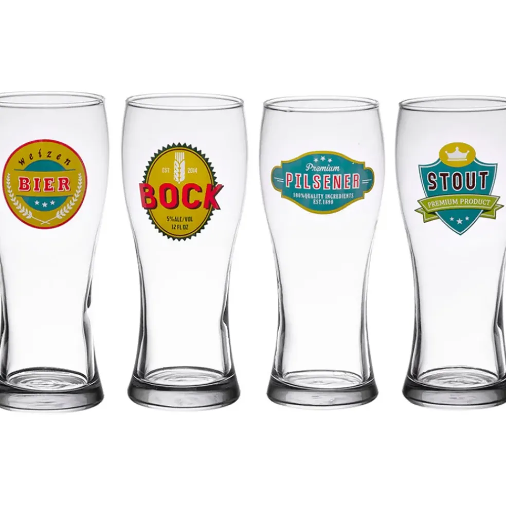 Coffret de 4 chopes de biere 50cl en verre transparent