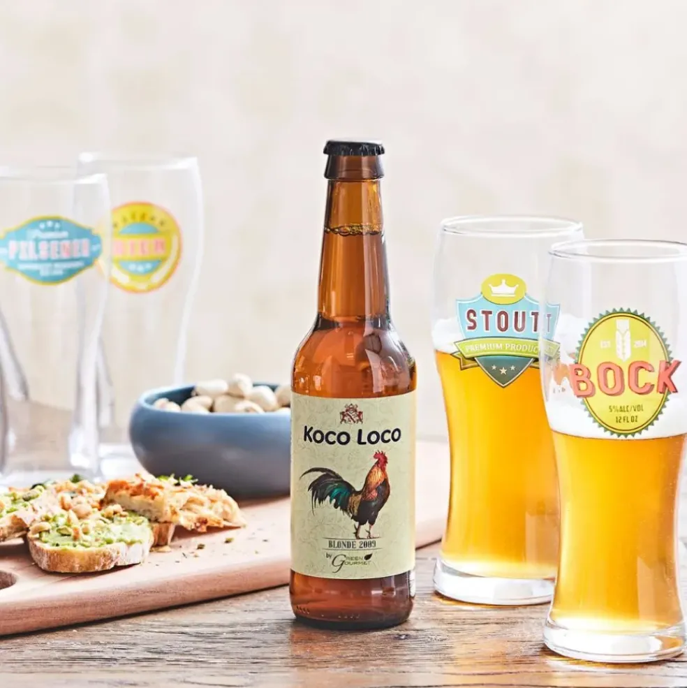 Coffret de 4 chopes de biere 50cl en verre transparent
