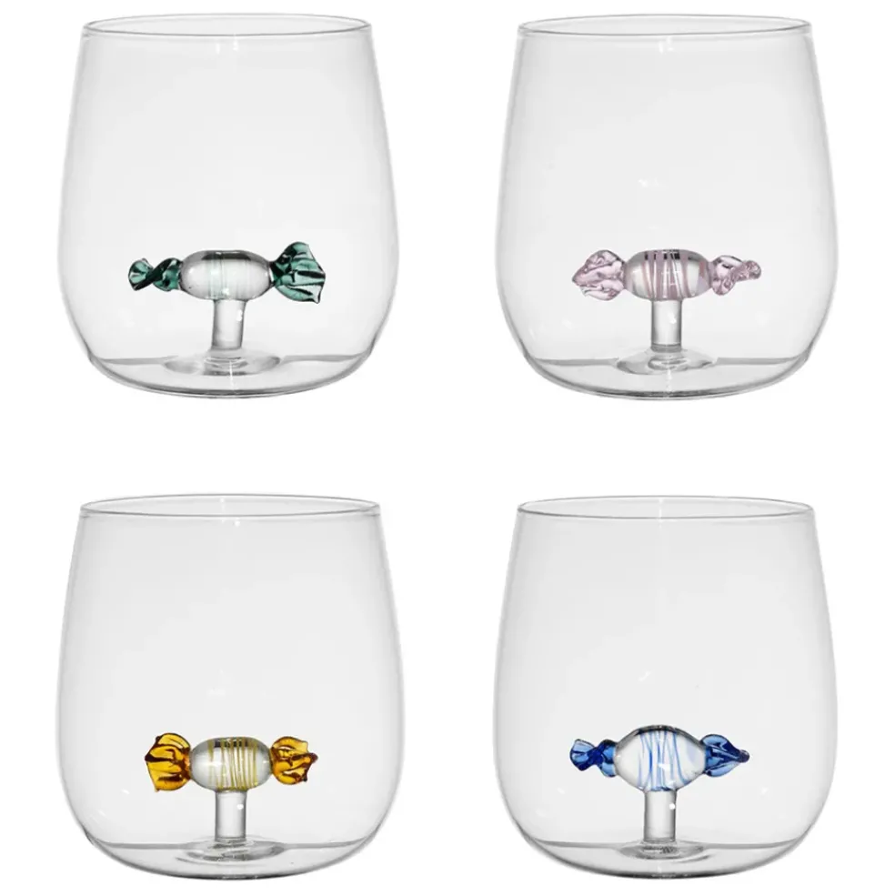 Coffret de 4 gobelets bonbon en verre multicolore 40cl - Colorea