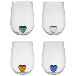 Coffret de 4 gobelets cœur en verre multicolore 60cl - Colorea