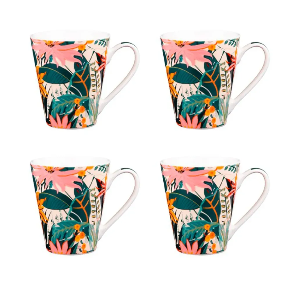 Coffret de 4 mugs en porcelaine 31cl - Taiana