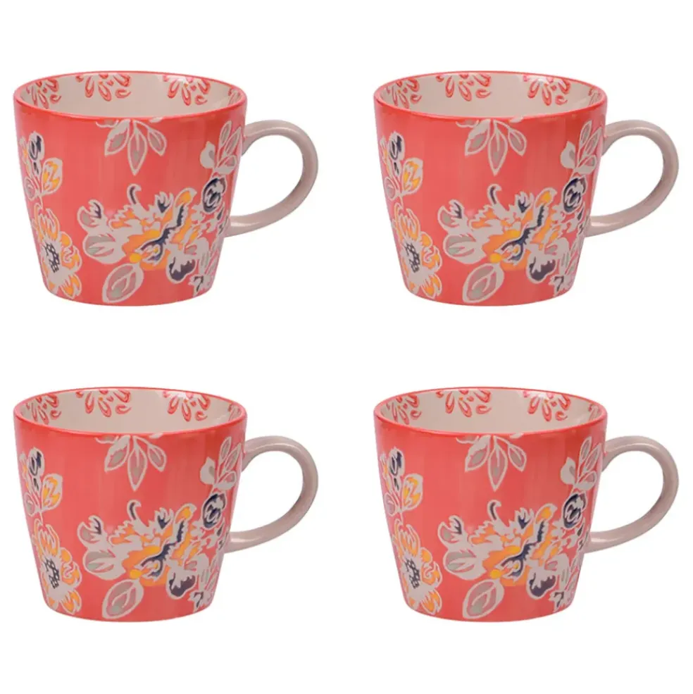 Coffret de 4 tasses en grès rouge 36cl - Ava