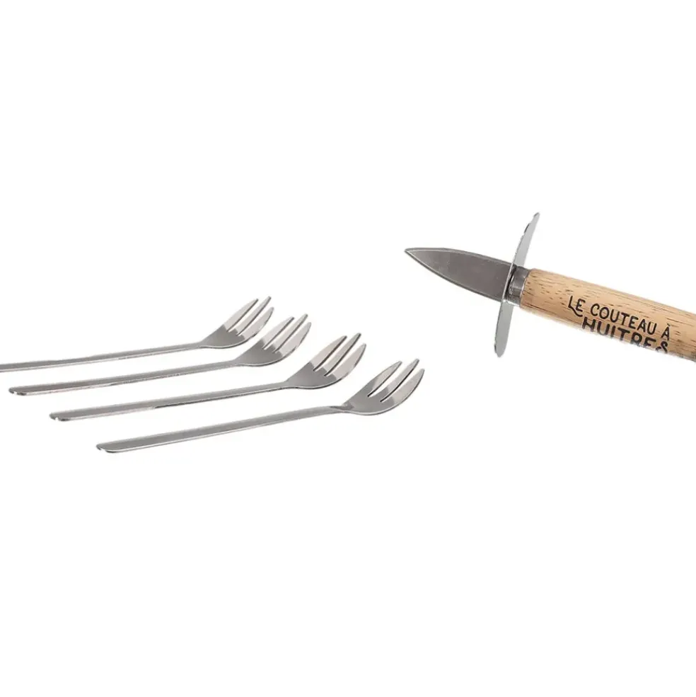 Coffret huitre 1 couteau et 4 fourchettes - Noel