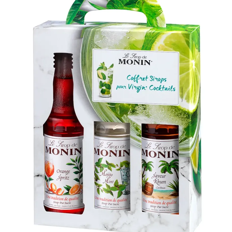 Coffret monin cocktails virgin mojito, rhum, orange spritz - 3x25cl