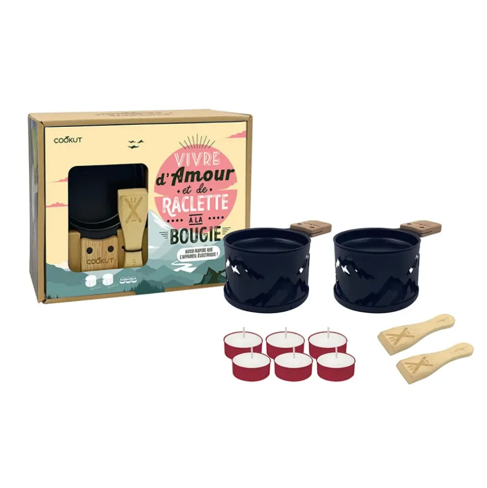 Coffret raclette à la bougie noir pour 2 - Montagne