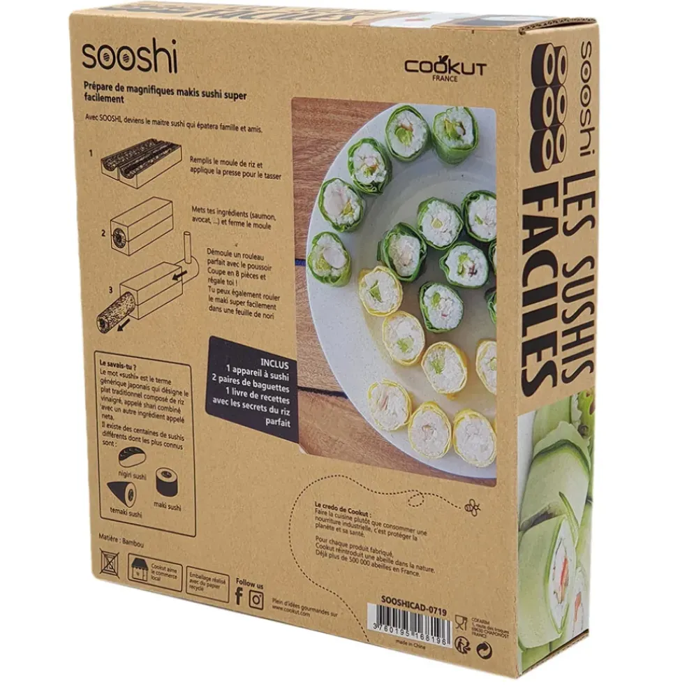 Coffret sushi avec baguettes et livre - Sooshi
