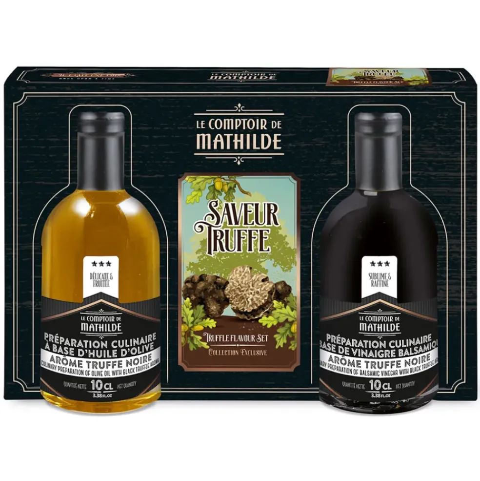 Coffret truffe noire - lot huile et vinaigre 2 x 10cl - amateur