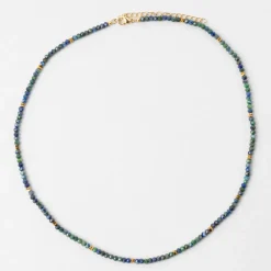 Collier en acier inoxydable bleu et vert l40cm