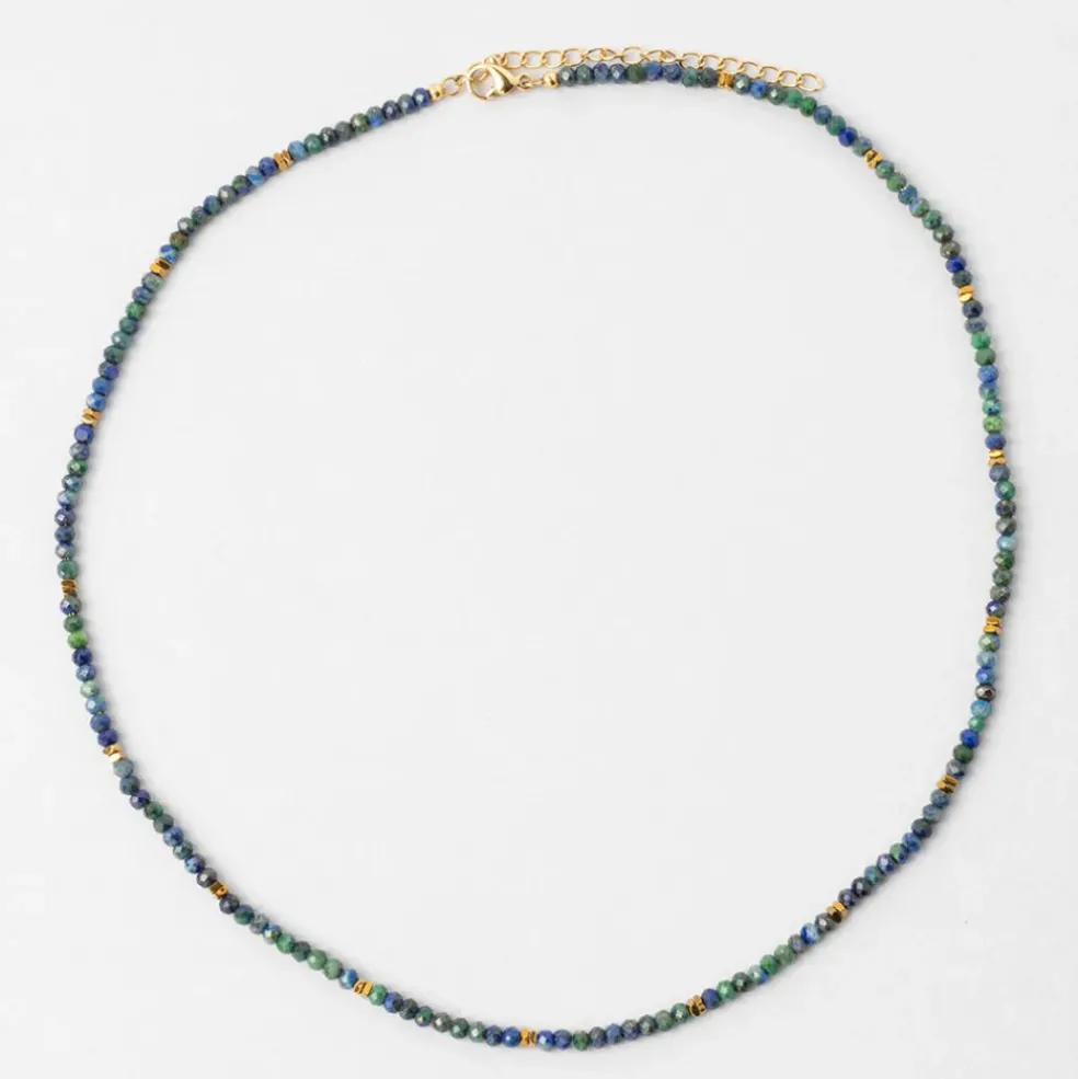 Collier en acier inoxydable bleu et vert l40cm