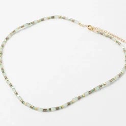 Collier en acier inoxydable vert d'eau l39cm