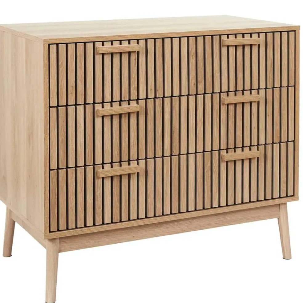 Commode 3 tiroirs en pin naturel - Kara