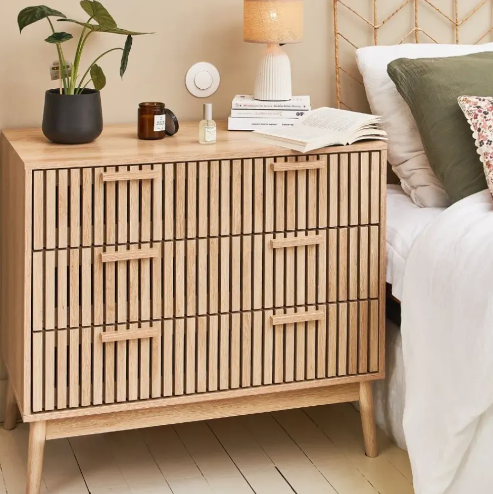 Commode 3 tiroirs en pin naturel - Kara